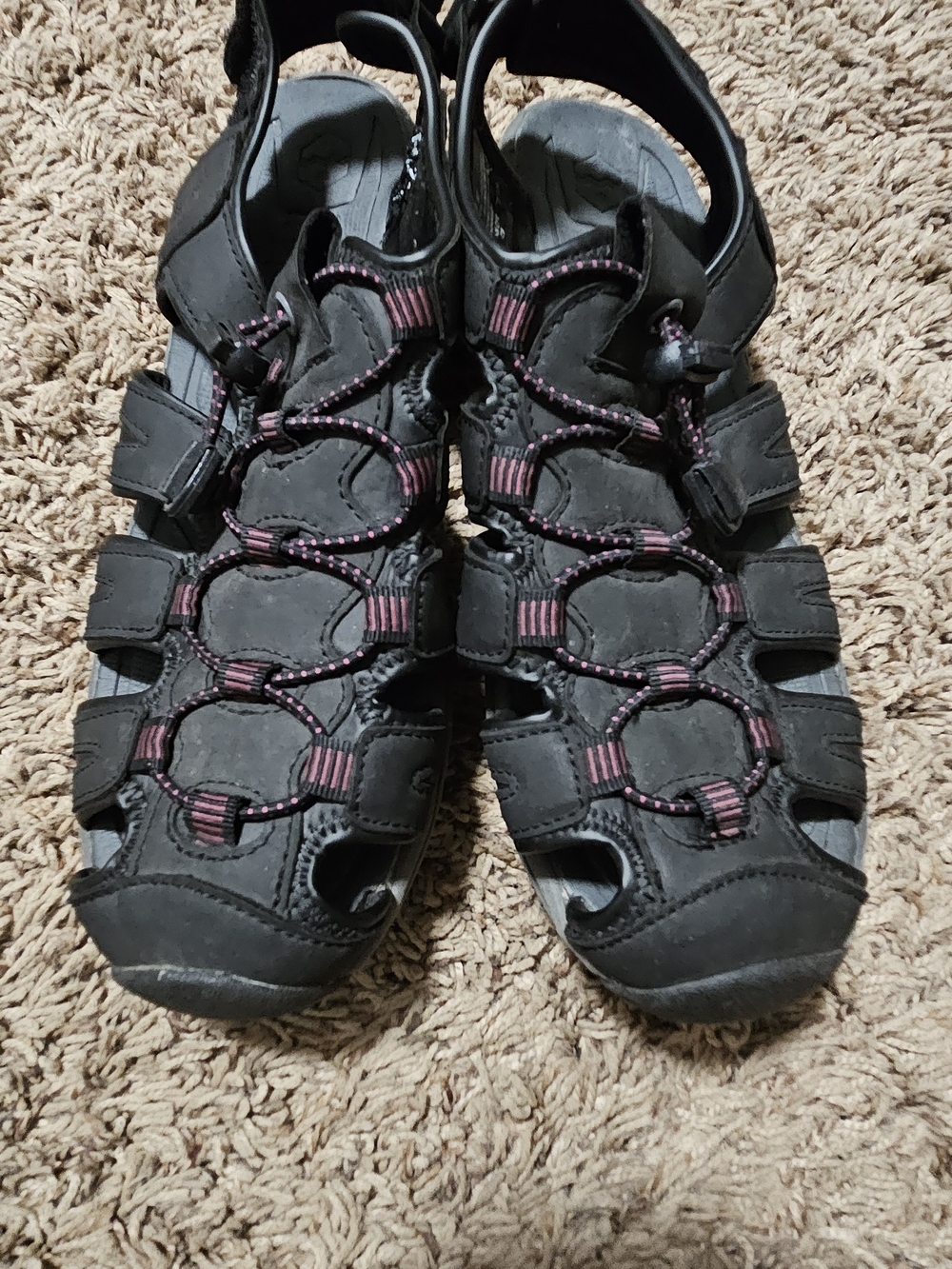 Womens Pink And Black Khombu Sandles